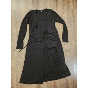 Womens M Old Navy Black Ribbed Knit Long Cardigan